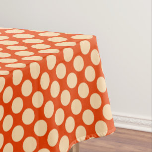Large retro dots - pale orange and mandarin tablecloth