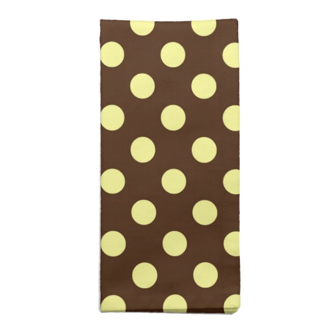 Large retro dots - pale yellow on chocolate napkin (Folded)