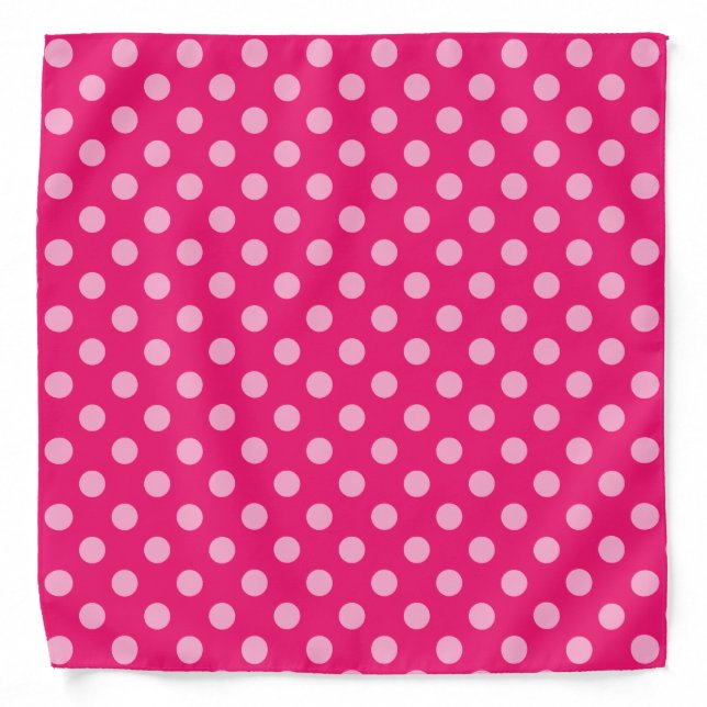 Large retro dots - pink on a hot pink background bandana (Front)