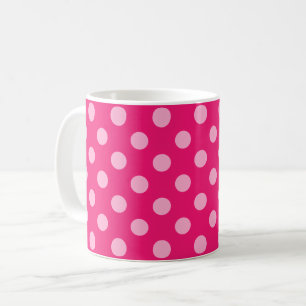 Large retro dots - pink on a hot pink background coffee mug