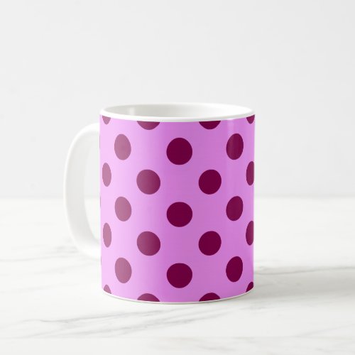 Large retro dots _ plum on an orchid background coffee mug