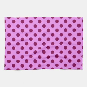 Large retro dots - plum on an orchid background towel