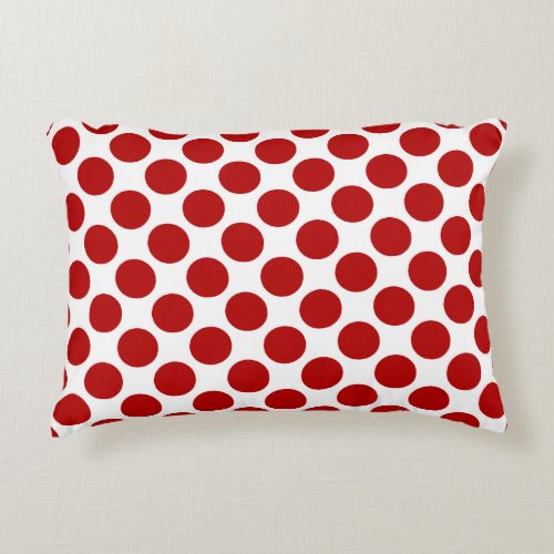 Large retro dots _ red and white accent pillow