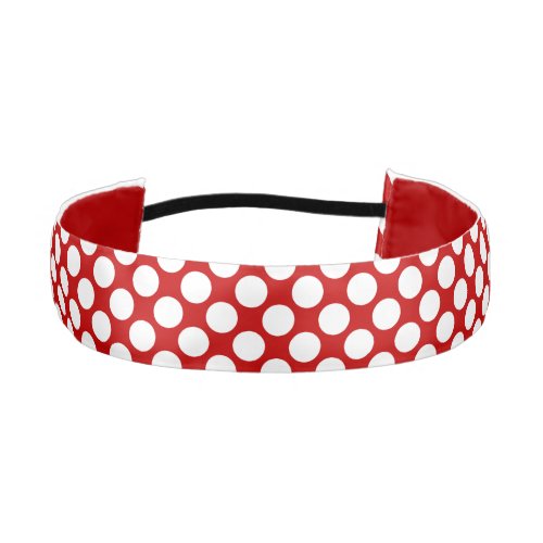 Large retro dots _ red and white athletic headband