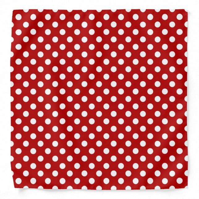 Large retro dots - red and white bandana (Front)