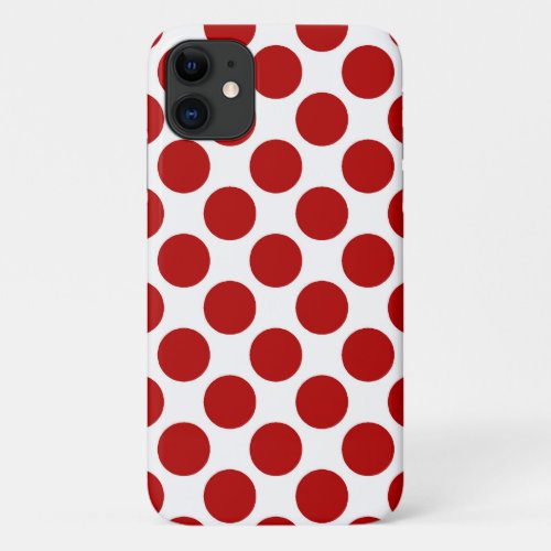 Large retro dots _ red and white iPhone 11 case