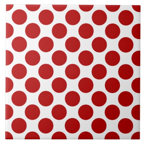 Large retro dots _ red and white ceramic tile