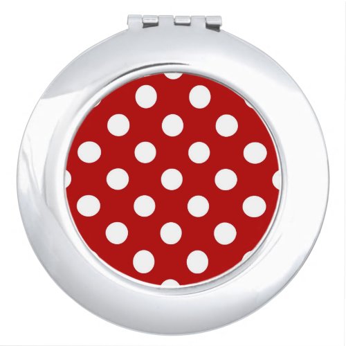 Large retro dots _ red and white compact mirror