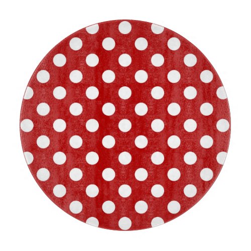 Large retro dots _ red and white cutting board