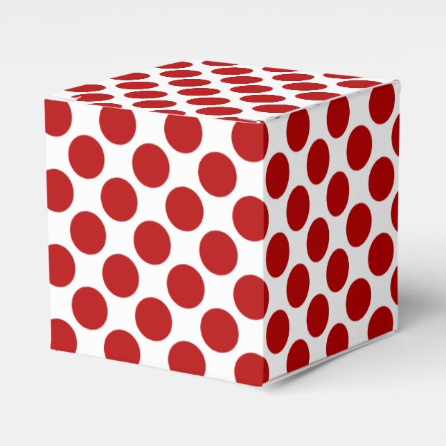 Large retro dots - red and white favor boxes (Front Side)