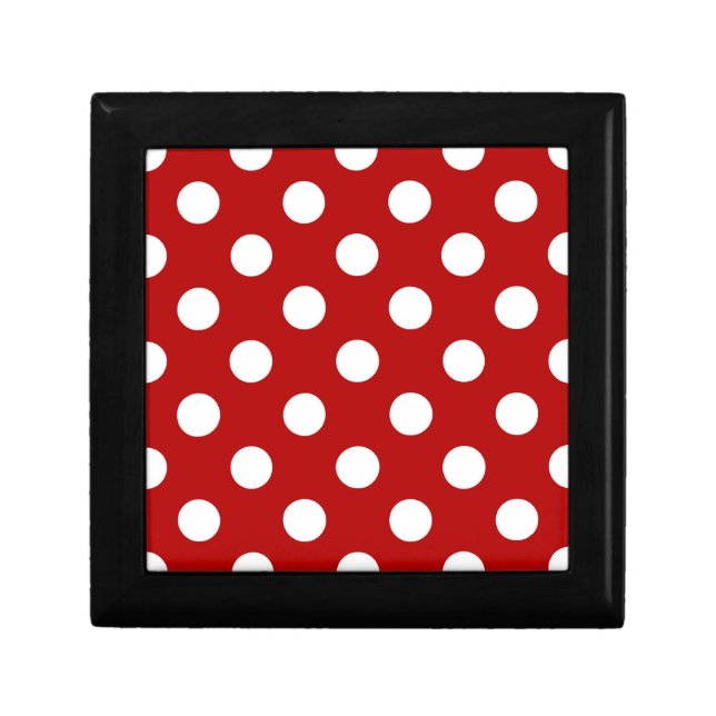Large retro dots - red and white keepsake box (Front)