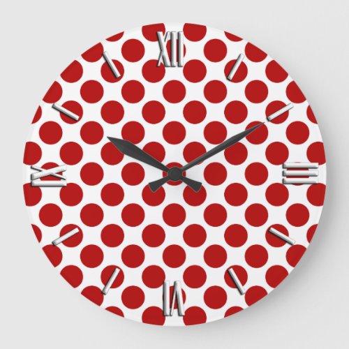 Large retro dots _ red and white large clock