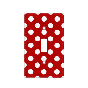 Large retro dots - red and white light switch cover