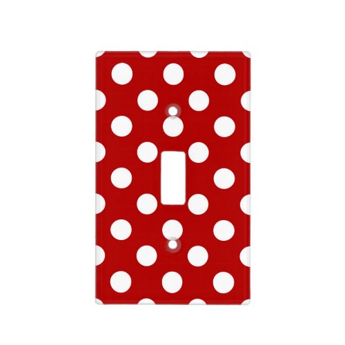 Large retro dots _ red and white light switch cover