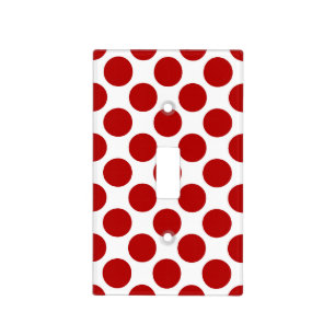 Large retro dots - red and white light switch cover