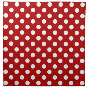 Large retro dots - red and white napkin