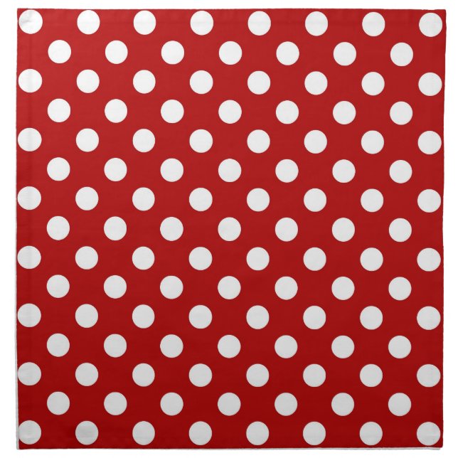 Large retro dots - red and white napkin (Front)