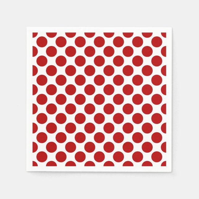 Large retro dots - red and white paper napkins (Front)