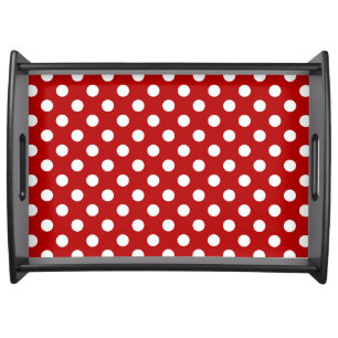 Large retro dots - red and white serving tray