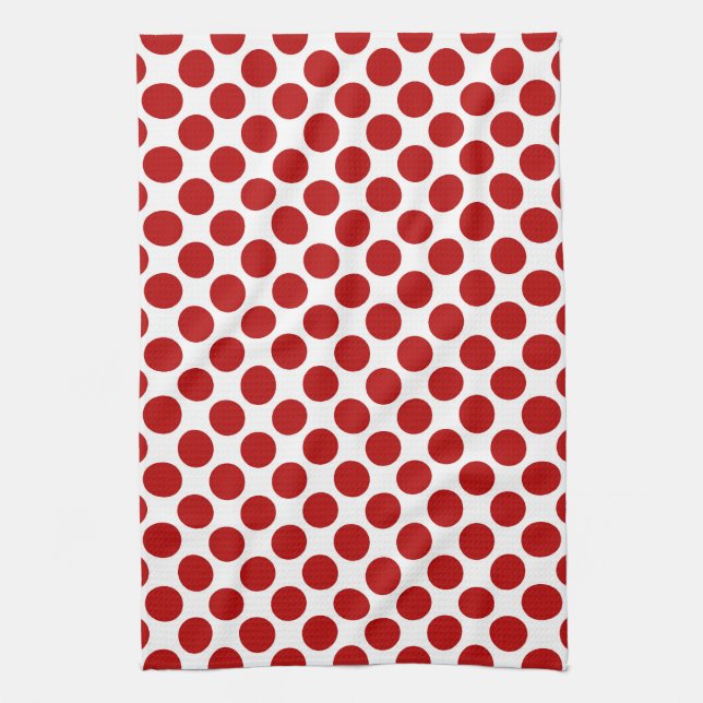 Large retro dots - red and white towel (Vertical)