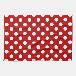 Large retro dots - red and white towel