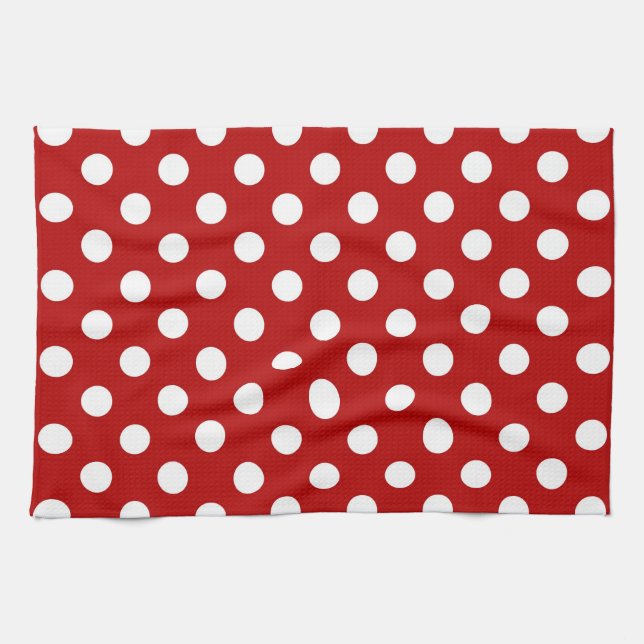 Large retro dots - red and white towel (Horizontal)