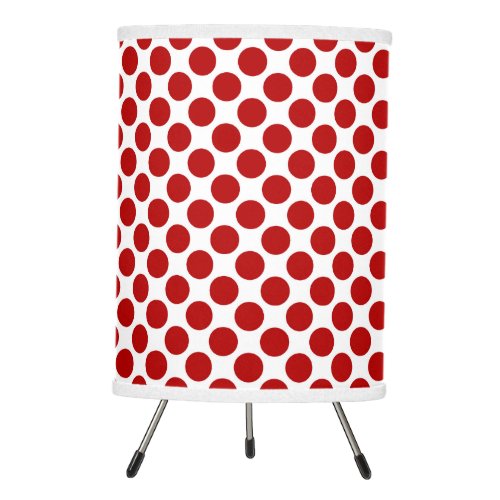 Large retro dots _ red and white tripod lamp