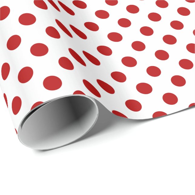 Large retro dots - red and white wrapping paper (Roll Corner)