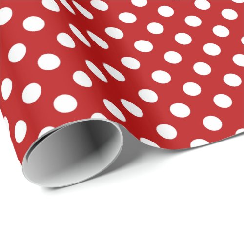 Large retro dots _ red and white wrapping paper