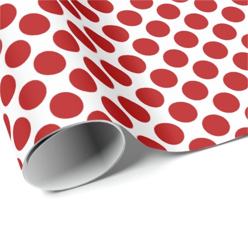Large retro dots _ red and white wrapping paper
