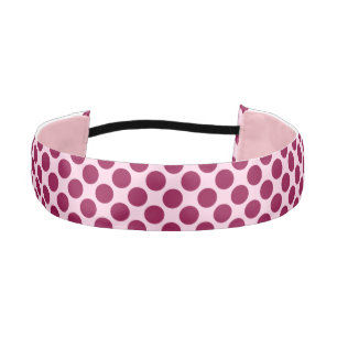 Large retro dots - shell pink and burgundy athletic headband