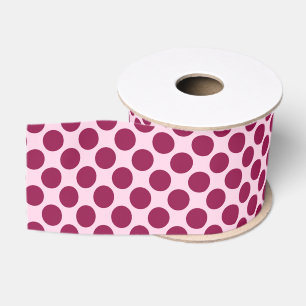 Large retro dots - shell pink and burgundy grosgrain ribbon