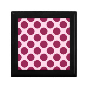 Large retro dots - shell pink and burgundy jewelry box