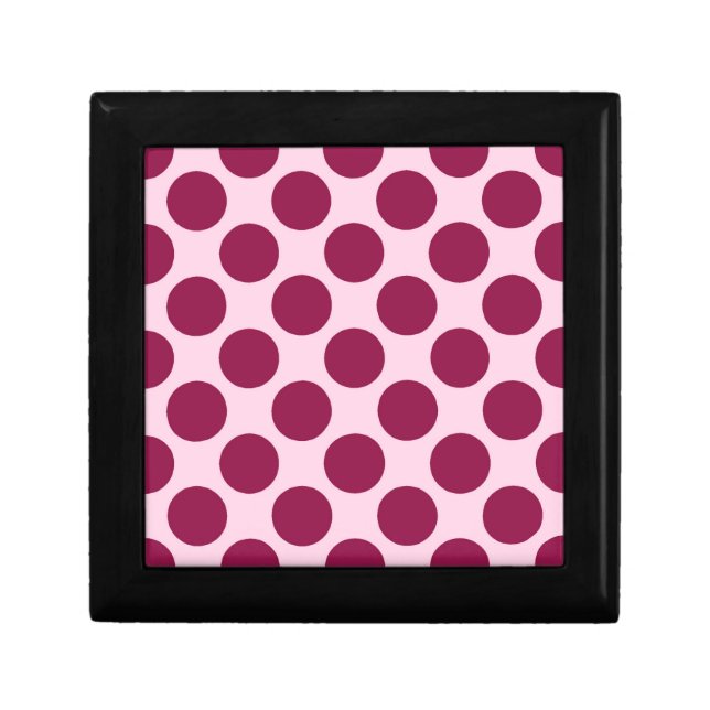 Large retro dots - shell pink and burgundy jewelry box (Front)