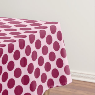 Large retro dots - shell pink and burgundy tablecloth