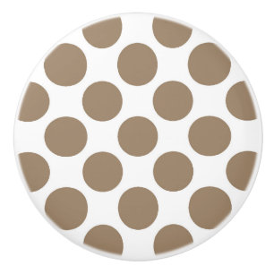 Large retro dots - taupe tan and white ceramic knob