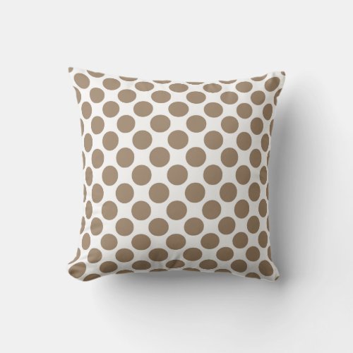 Large retro dots _ taupe tan and white throw pillow