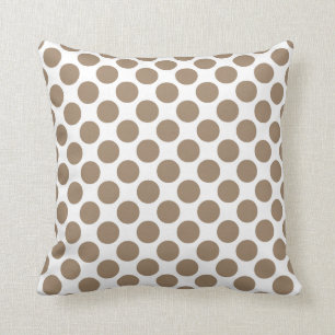 Large retro dots - taupe tan and white throw pillow