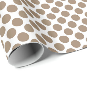 Large retro dots - taupe tan and white wrapping paper
