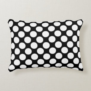 Large retro dots - white and black decorative pillow