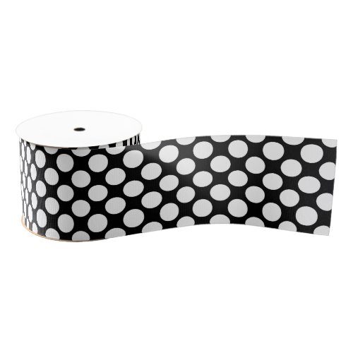 Large retro dots _ white and black grosgrain ribbon
