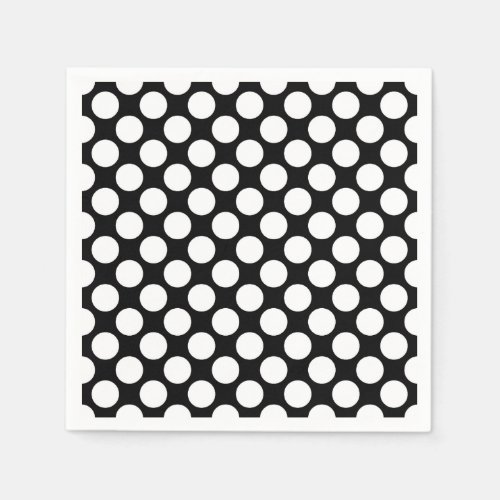 Large retro dots _ white and black paper napkins