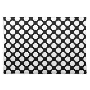 Large retro dots - white and black placemat