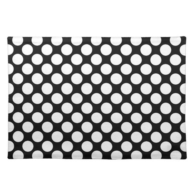Large retro dots - white and black placemat (Front)