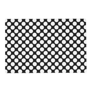 Large retro dots - white and black placemat