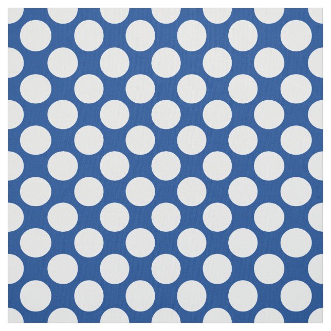 Large retro dots - white and cobalt blue fabric (Swatch)