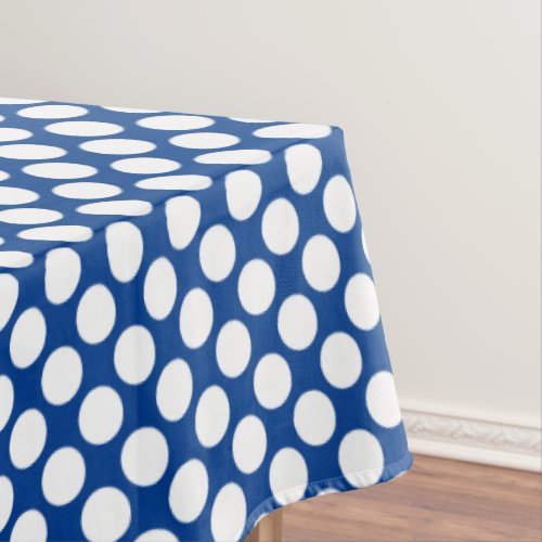 Large retro dots _ white and cobalt blue tablecloth