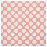 Large retro dots - white and coral pink fabric