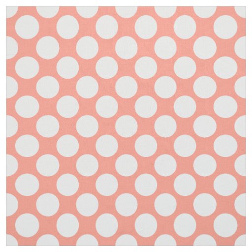 Large retro dots - white and coral pink fabric
