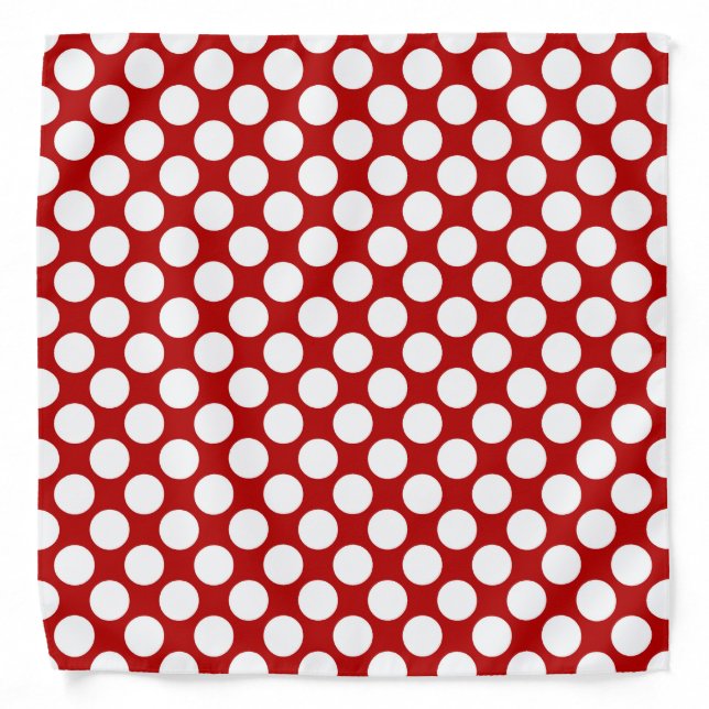 Large retro dots - white and red bandana (Front)